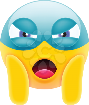 Angry Face Screaming Superhero Emoji. Scared Face Icon