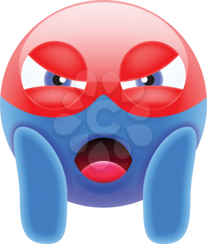 Angry Face Screaming Superhero Emoji. Scared Face Icon