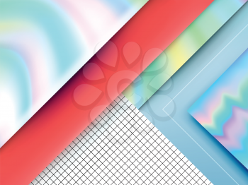 Modern Trendy Abstract Background with Holographic Elements and Shadows. Perfect for Phone, Tablet or Desktop Wallpaper. Horizontal orientation.