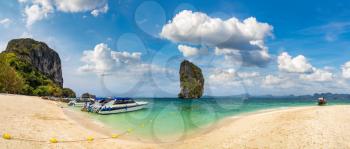 Panorama of Poda island, Thailand in a summer day