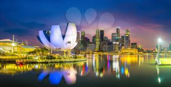 SINGAPORE - JUNE 23, 2018: Panorama of Museum of Art and Science in Singapore at summer day