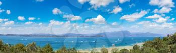 Panorama of Sirmione on lake Garda in a beautiful summer day, Italy