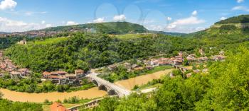 Panorama of Veliko Tarnovo in a beautiful summer day, Bulgaria
