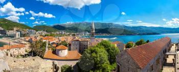 Panorama of Old town in Budva in a beautiful summer day, Montenegro