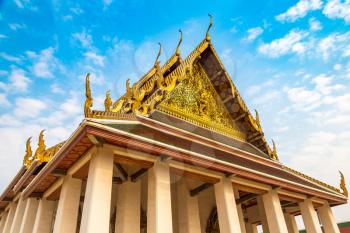Wat Saket temple in Bangkok, Thailand in a summer day