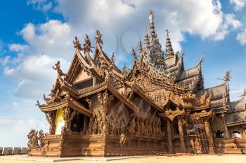 Sanctuary of Truth in Pattaya, Thailand in a summer day