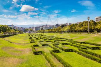Eduardo VII park in Lisbon in a beautiful summer day, Portugal