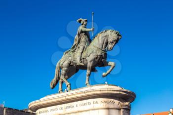 Statue of King John I in Lisbon, Portugal in a beautiful summer day