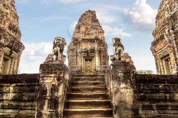 East Mebon temple in complex Angkor Wat in Siem Reap, Cambodia in a summer day