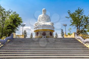 Big white Buddha in Long Son pagoda in Nha Trang, Vietnam in a summer day