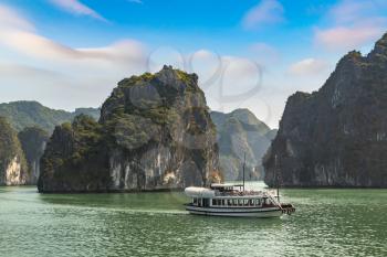 World natural heritage Halong bay, Vietnam in a summer day