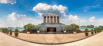 Panorama of Ho Chi Minh Mausoleum in Hanoi, Vietnam in a summer day