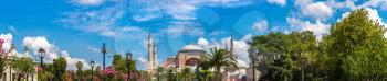 Panorama of Hagia Sophia in Istanbul, Turkey in a beautiful summer day