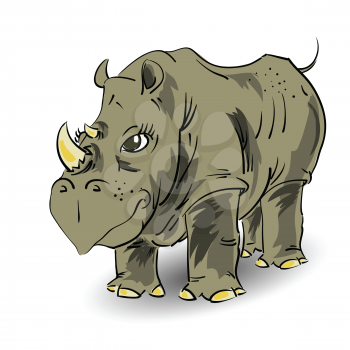 colorful illustration with large rhino  for your design