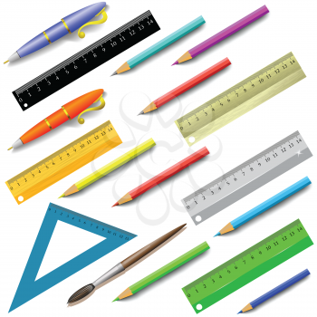 colorful illustration with office supplies on a white  background  for your design
