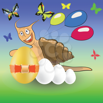 colorful illustration with  easter snail for your design