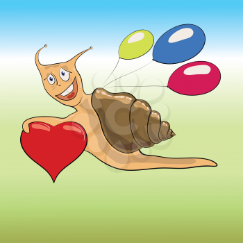 colorful illustration with snail and heart for your design