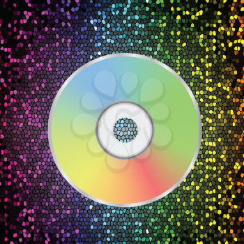 colorful illustration with compact disc icon on a varicolored background for your design