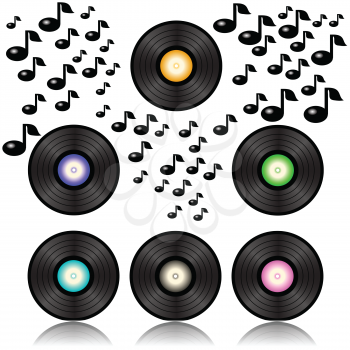 colorful background  with vinyl records for your design