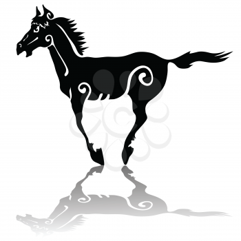 black silhouettes running horse for your design