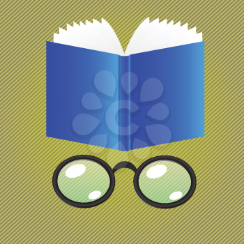 colorful illustration with book and glasses for your design