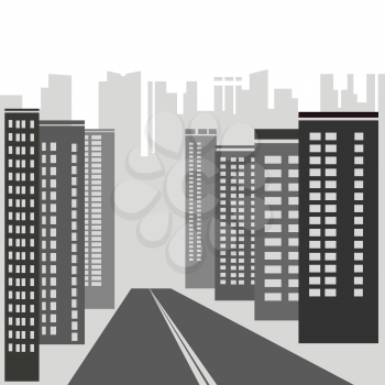 illustration with  gray skyscrapers for your design