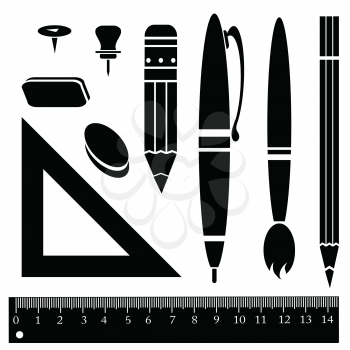 illustration with silhouettes of office items for your design