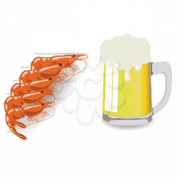 colorful illustration with mug of beer and shrimps  for your design