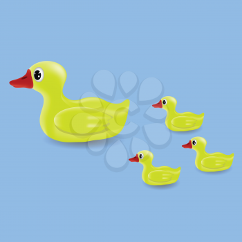 colorful illustration with duck and ducklings for your design