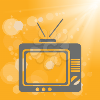 colorful illustration with old tv on a yellow background for your design