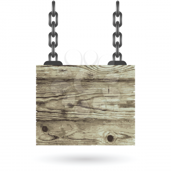colorful illustration with Old color wooden board with chain on a white background  for your design