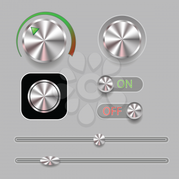 colorful illustration with  set of music button icon  on a gray background