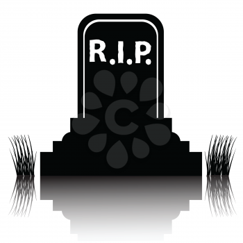 illustration with  black gravestone detailed silhouette  on a white background
