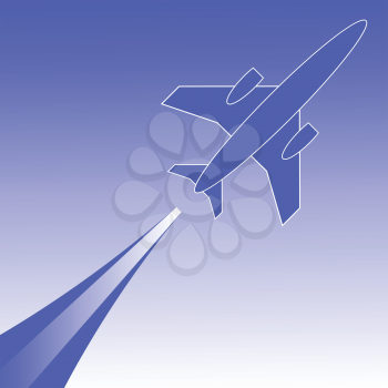 colorful illustration with silhouette of airplane in flight for your design