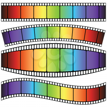 colorful illustration with set of Film strip on a white background