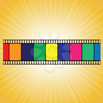 colorful illustration with Old film strip  on sun  background
