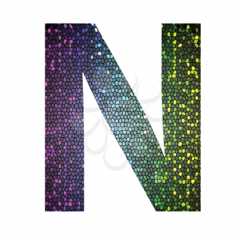 colorful illustration with letter N of different colors on a white background