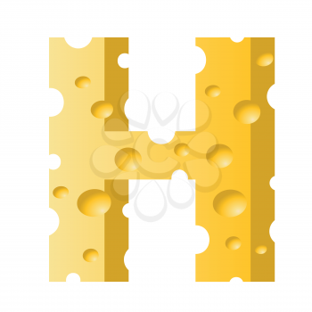 colorful illustration with cheese letter H  on a white background