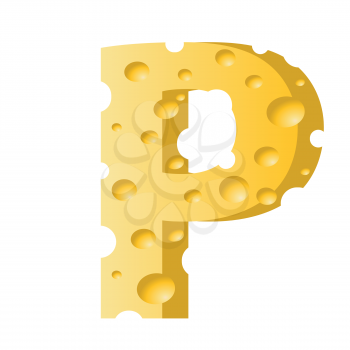 colorful illustration with cheese letter P  on a white background