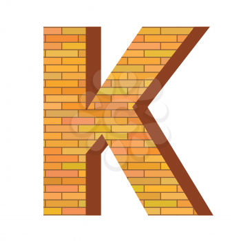 colorful illustration with brick letter K  on a white background