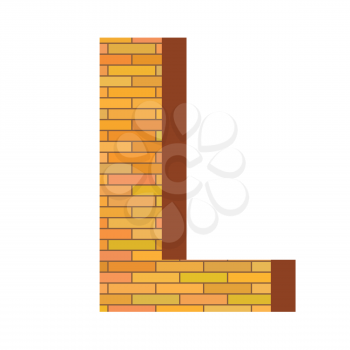 colorful illustration with brick letter L  on a white background