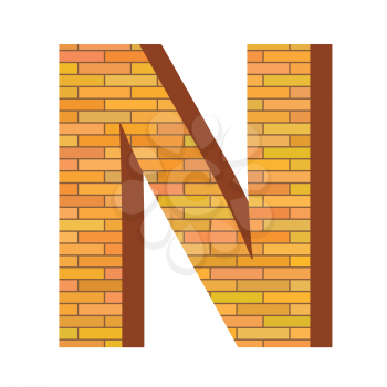 colorful illustration with brick letter N  on a white background
