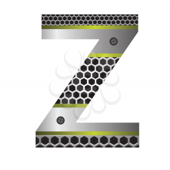 colorful illustration with perforated metal letter Z on a white background