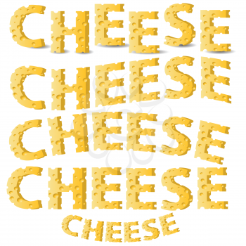 colorful illustration with  cheese letters  on a white background