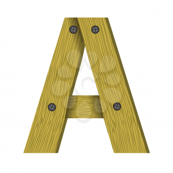 colorful illustration with wood letter A  a white background