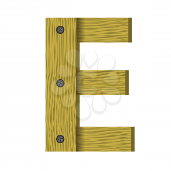 colorful illustration with wood letter E  a white background
