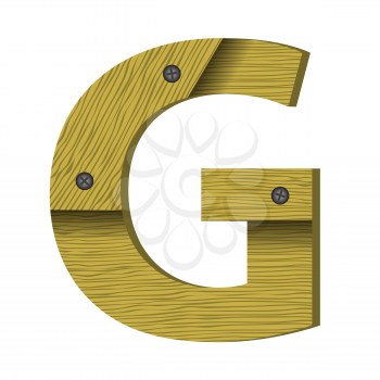 colorful illustration with wood letter G on  a white background