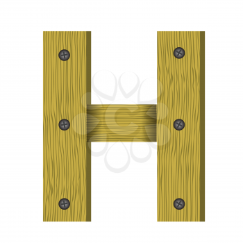 colorful illustration with wood letter H  on  a white background