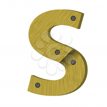 colorful illustration with wood letter S on  a white background