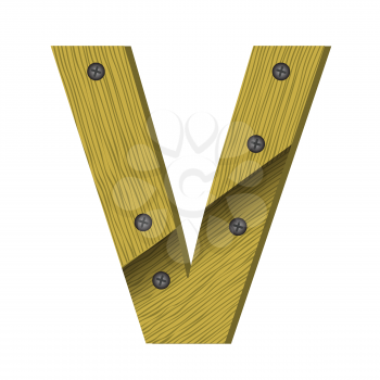 colorful illustration with wood letter V on  a white background